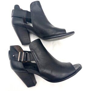 Paul Green Women's Peep Toe Black Leather Booties Heel Gothic Grunge Size 6 (4)